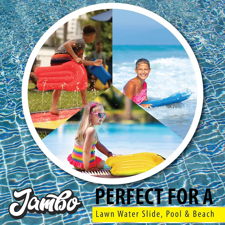 3 Pack Inflatable Body Boards for Water Slides, Boogie Boards for Pool, Lake & Slip Slides, Lightweight Floating Water Toys for Kids & Adults