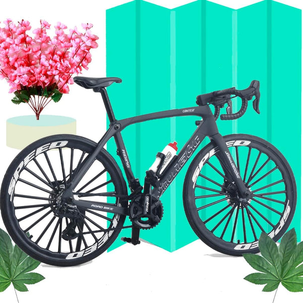 1:8 Scale Road Race Bike Toy Rider Die-Cast Mini Finger Bicycle Model DS Road Racing Bicycle DF Desktop Decoration DH Alloy Bike Action Figurine Toy for Cake Topper Crafts (Red)
