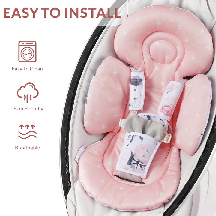 Infant Car Seat Insert Compatible with Mamaroo Swing & Graco Swing and Infant Car Seat, Newborn Insert Baby Head Body Support, Reversible Design, Breathable Soft Fabric, 1Pcs - Pink Floral