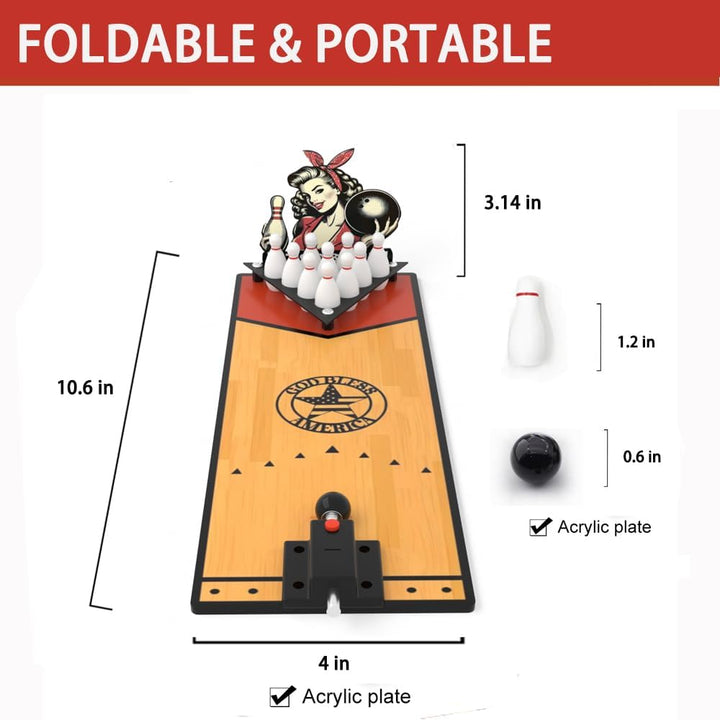 Desktop Mini Bowling Game Set for Office- Quick-Setup Tabletop Bowling Alley with Ball Launcher | Durable Wooden Board Design for Office, Home & Party Fun | Stress-Relieving Desk Toy Gift for Adults