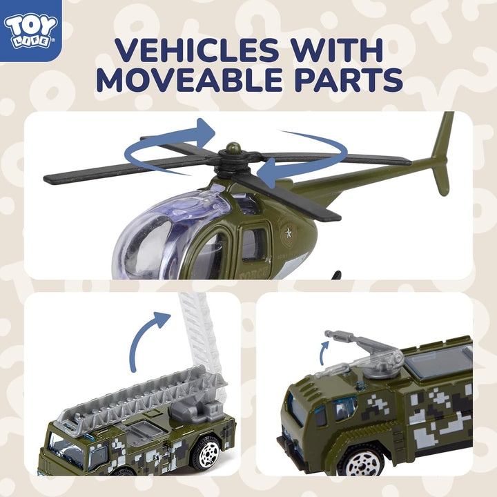 Army Men Action Figures Toys Plastic, Toy Soldiers for Boys with Helicopter, Green Military Playset