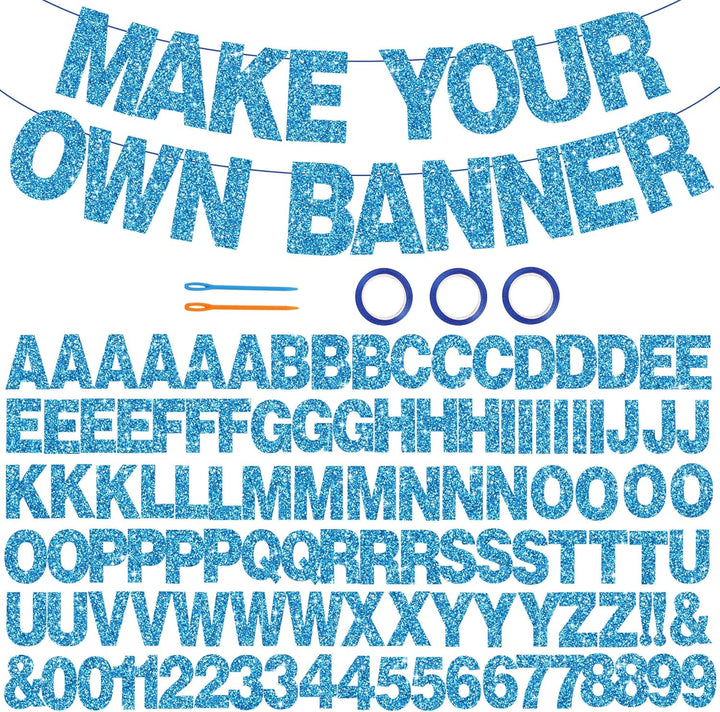 116 PCS A-Z Glitter Black DIY Letter Banner Kit Make Your Own Banner，Including 111 Letters and Numbers 3 Rope and 2 Threading Device,Customized for Birthday Graduation Wedding Party Decor