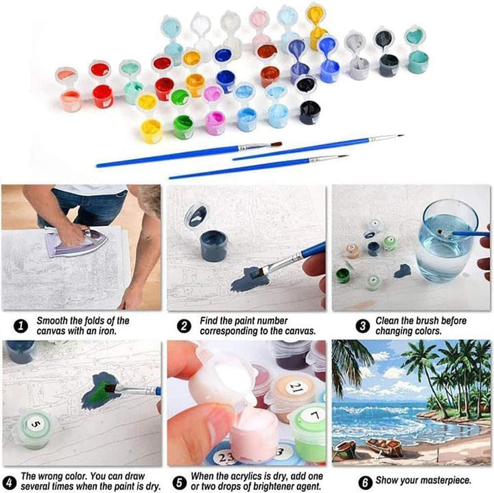6 Pack Paint by Numbers for Adults- DIY Acrylic Painting Paint by Numbers Kits on Canvas without Frame, Simple Flower Oil Painting for Home Wall Decor 9.8X13.8Inch
