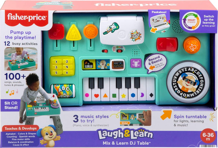 Laugh & Learn Baby & Toddler Toy Mix & Learn DJ Table Musical Activity Center with Lights & Sounds for Ages 6+ Months