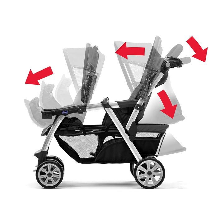 Cortina Together Double Stroller - Minerale | Black/Silver