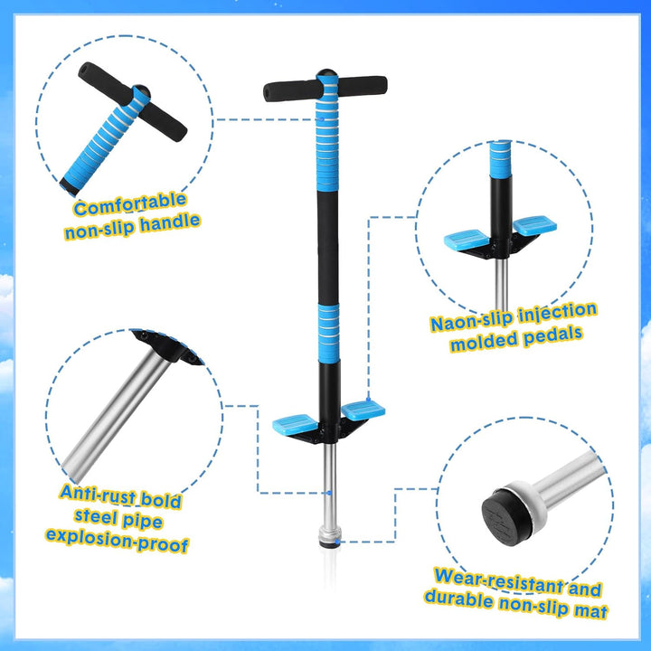 2 Pack Pogo Stick for Kids Age 6 and Up, Suitable for 40-80 Lbs, Soft Foam Jump Stick, Pogo Stick for Beginners Kids Exercise Body Balance Keep Healthy (Green and Blue)