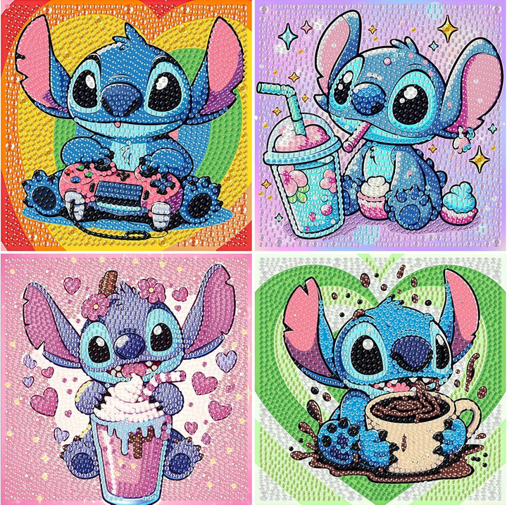 4 PCS Diamond Art Painting Kits for Kids,Cartoon Diamond Art for Kids Ages 4-8-12,Cartoon Gem Kit Crafts Beginners for Gift Home Wall Decor(6X6Inch)
