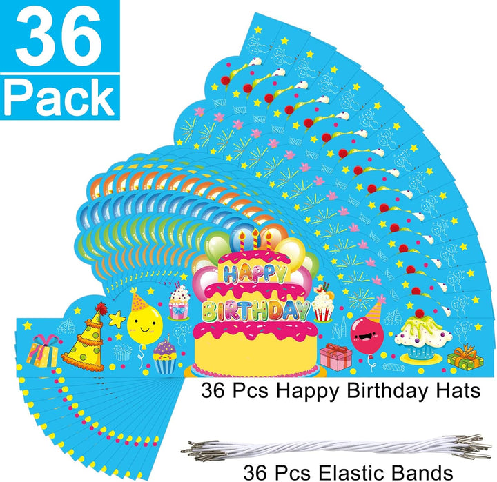 Pack of 36 Birthday Crowns for Kids - Colorful Paper Party Hats for Students Classroom School VBS Party Supplies