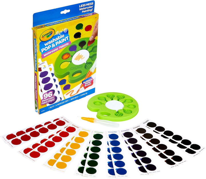 Watercolor Pop & Paint Palette, Washable Paint Kit, Less Mess Watercolor Paint Set for Kids, Arts & Crafts, Toddler Gifts
