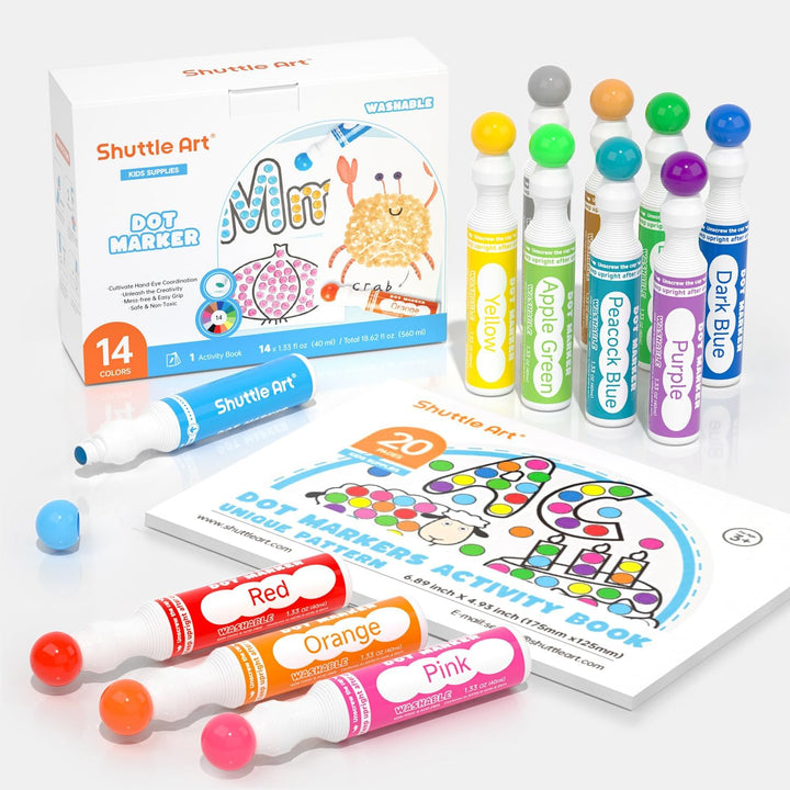 Dot Markers, 10 Colors Washable Markers for Toddlers,Bingo Daubers Supplies Kids Preschool Children, Non Toxic Water-Based