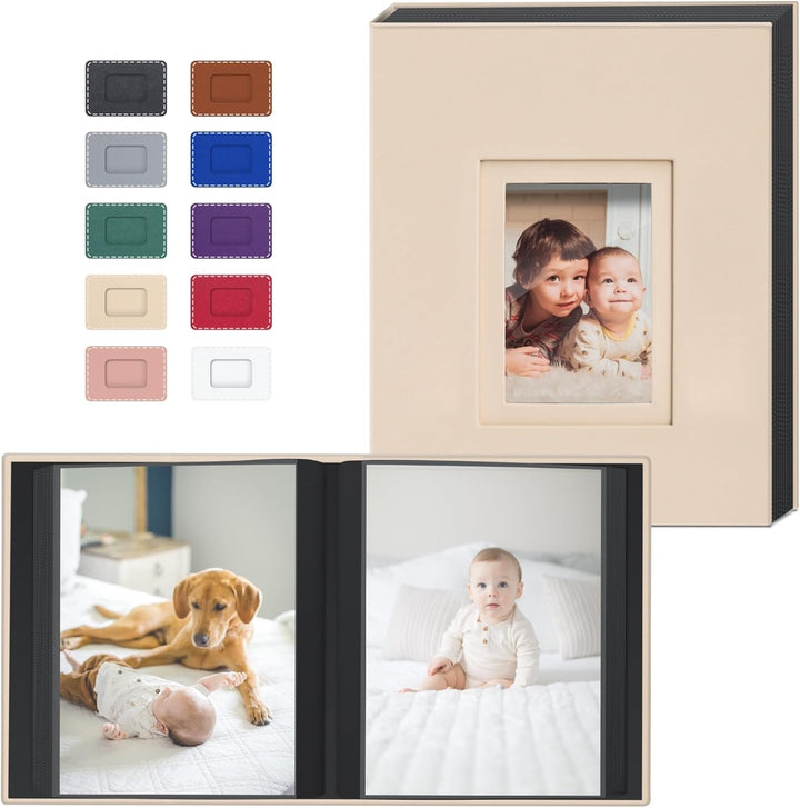 Photo Album 4X6 300 Pockets with Leather Hardcover Cover, Small Photo Album Holder Book with 50Pcs Pages for Family Travel Wedding Baby Gifts