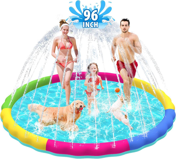 Splash Pad, 67In Anti-Slip Splash Pad for Kids Dogs 0.58Mm Thickened Dog Pool Splash Sprinkler Pad Durable Summer Outdoor Water Toys for Baby Toddler Boys Girls Pet