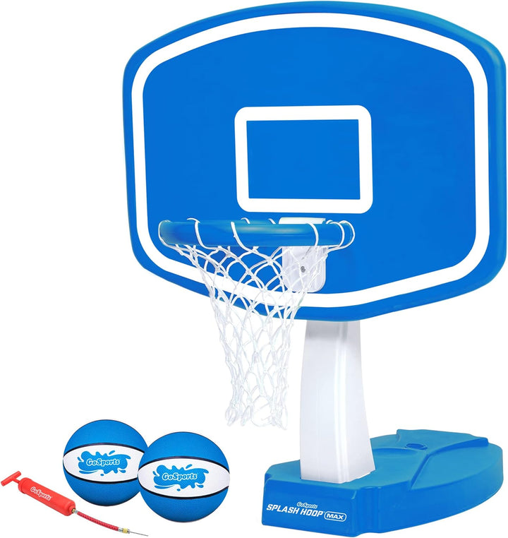 Splash Hoop PRO Swimming Pool Basketball Game - Includes Poolside Water Basketball Hoop, 2 Balls and Pump - Blue