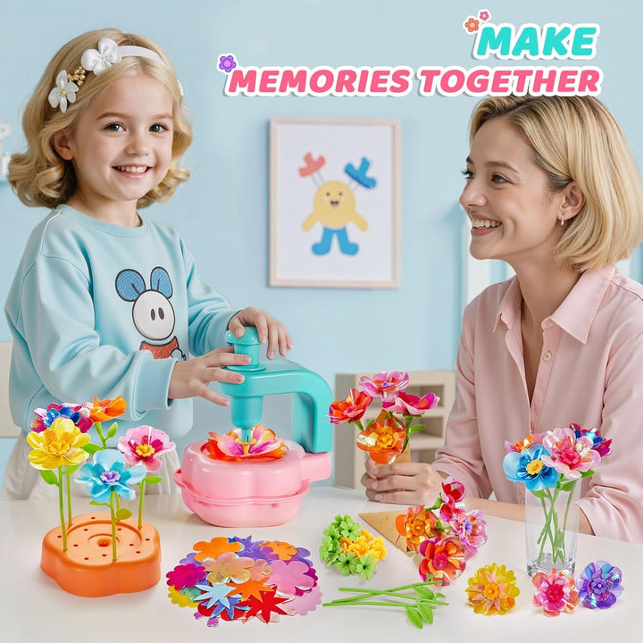 Flower Bouquet Toys, Arts and Crafts for Girls Ages 4-8, Gifts for 4 5 6 7 8 9 Year Old Girls, DIY Flower Making Toy Kit for Kids, Mess-Free Fun & Educational Activities for Preschool Kids