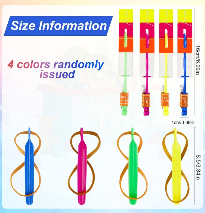 60Pcs Led Arrow Helicopter Flying Toy Party Fun Gift Elastic Slingshot Flying Copters Birthdays Summer Day Party Favors Outdoor Game for Kids