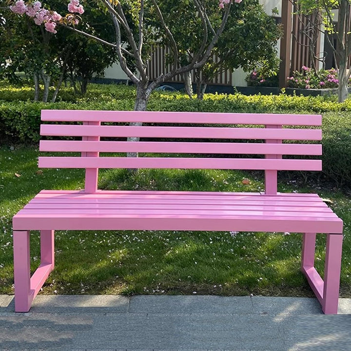 1M/1.2M Pink Backrest Park Chair,Outdoor Benches,Mall Resting Wooden Benches,Patio Benches(100Cm)