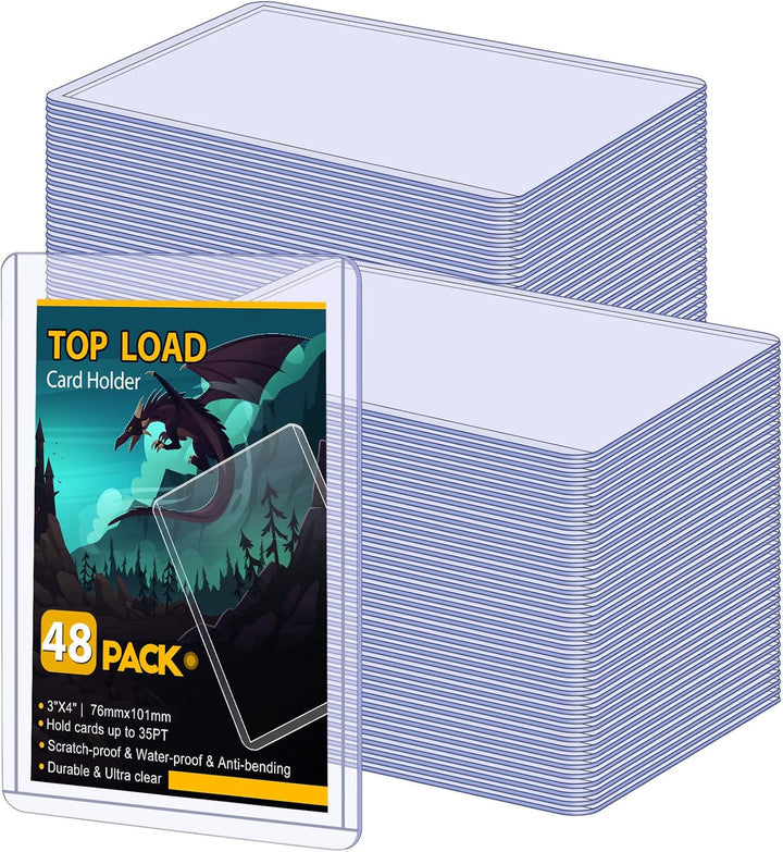 32 Count Topload Card Holder,  35PT Topload Card Protector, 3" X 4" Hard Plastic Card Sleeves, Baseball Card Protector, Rigid Toploading Card Case for Collectible Trading Sports Cards