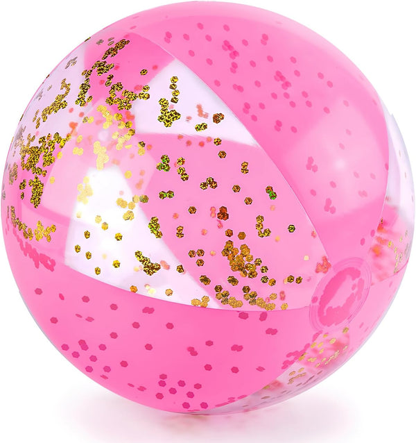 Beach Ball, 16" Glitter Beach Ball Inflatable Beach Balls for Kids & Toddlers Pool Balls Summer Party Favors