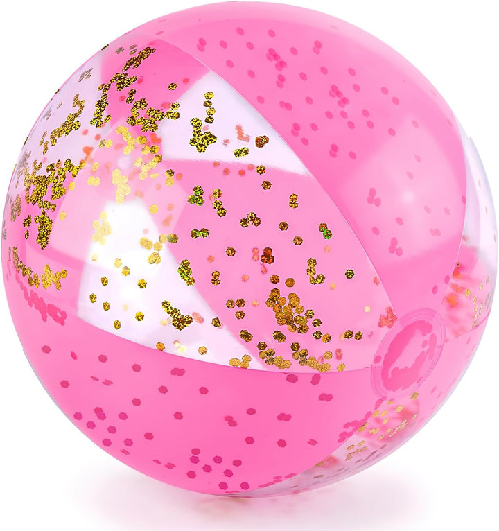 Beach Ball, 16" Glitter Beach Ball Inflatable Beach Balls for Kids & Toddlers Pool Balls Summer Party Favors