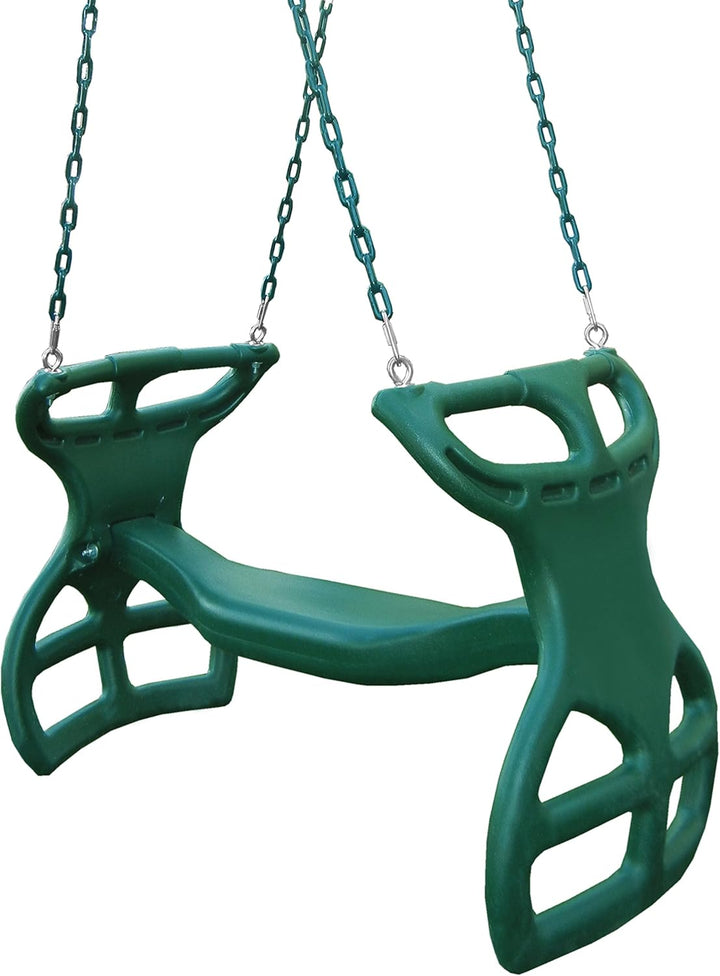 WS 3452 Heavy Duty Two Person Dual Glider Swing, with Coated Chains to Prevent Pinching, 18" W X 25 in H X 40" L, Green