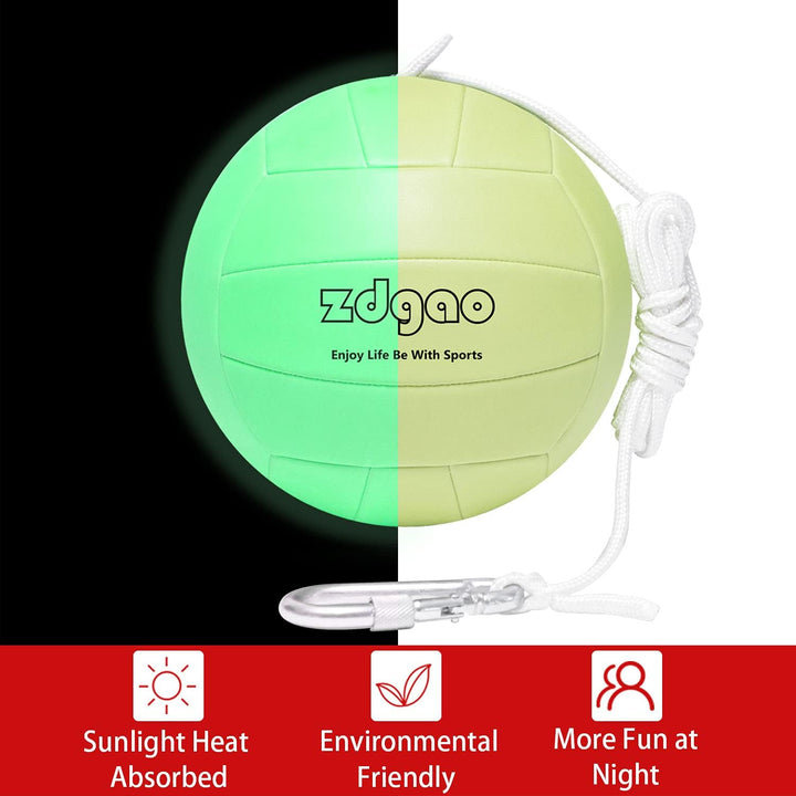 Portable Tetherball-Glow in the Dark Replacement Tether Ball with Carabiner, Ball Pump with Needle for Kids and Adults Outdoors Backyard Game
