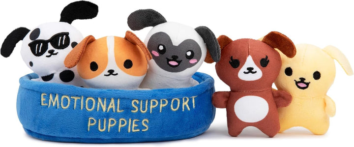 Emotional Support Chicken Nuggets by Relatable, Cuddly Stuffed Animals and Toys, Squishy Toys and Plushies, Great Gift Ideas for Loved Ones of All Ages, Includes 5 Plushies with Carrying Basket