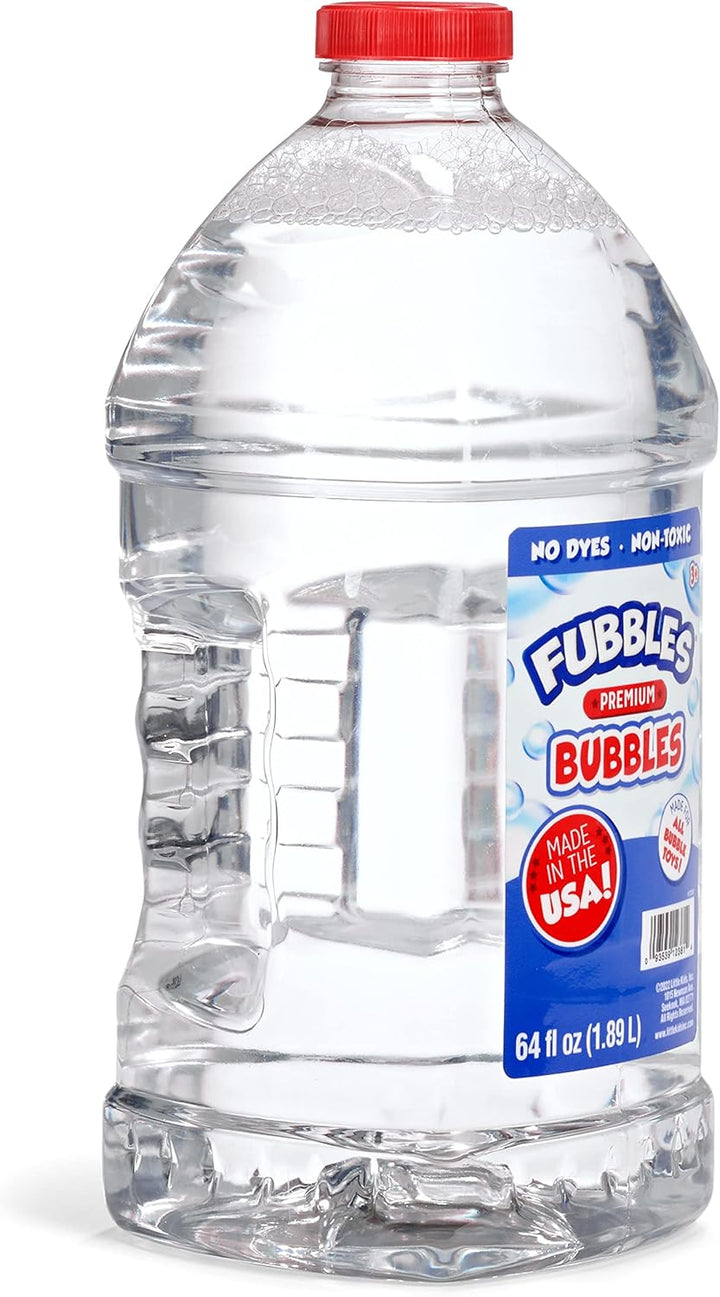 Bubbles by Fubbles| Made in the USA |64Oz Non Toxic Bubble Solution |Bubble Refill for Bubble Machines and Toys, Clear,12381