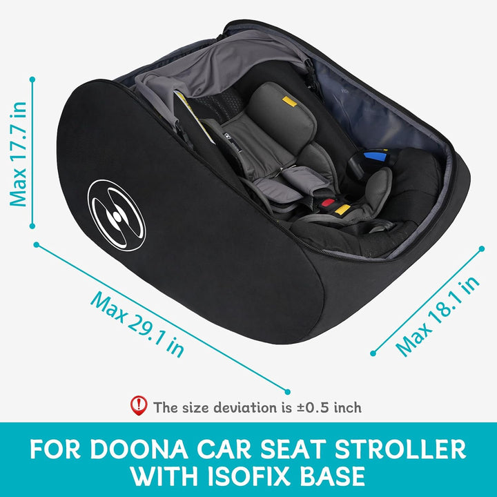 Padded Car Seat Travel Bag for Airplane, Compatible with Doona Car Seat Stroller, Infant Car Seat Bags with Lockable Zipper, Foldable Gate Check Stroller Bag Backpack for Baby Travel