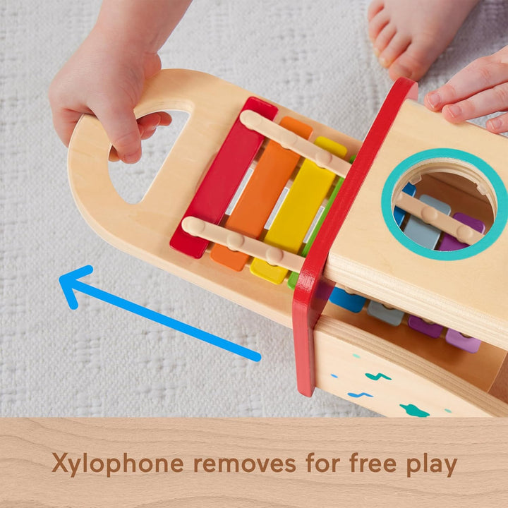 Wood Toddler Toy Pound & Tap Bench Xylophone, 6-Piece Wooden Musical Activity for Preschool Kids Ages 18+ Months