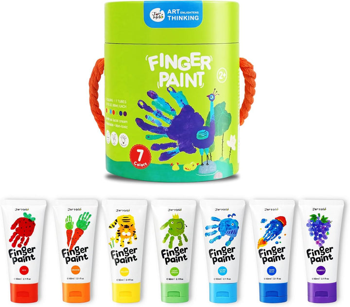Washable Finger Paints for Toddlers, 10 Colors Large Capacity (2.1Fl Oz), Non Toxic Baby Paint for Hand and Feet, Safe Art Supplies, Preschool Learning Gifts for Kids Age 2+