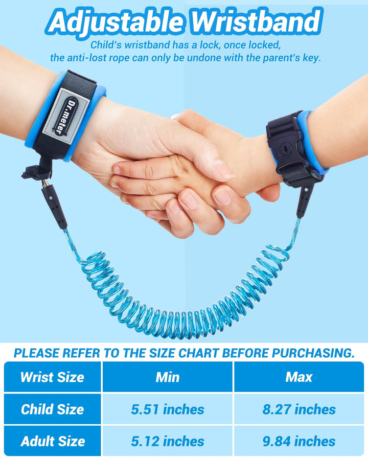 Toddler Leash, 2 Pack Safety anti Lost Wrist Link with Key Lock, Reflective Child Walking Harness, 8.2Ft Blue + 4.92Ft Orange Kids Leash for Supermarket Mall Airport Amusement Park Zoo Travel