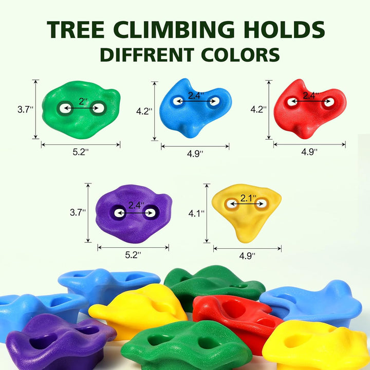 20 Ninja Tree Climbing Holds for Kids Climber, Adult Climbing Rocks with 6 Ratchet Straps for Outdoor Ninja Warrior Obstacle Course Training
