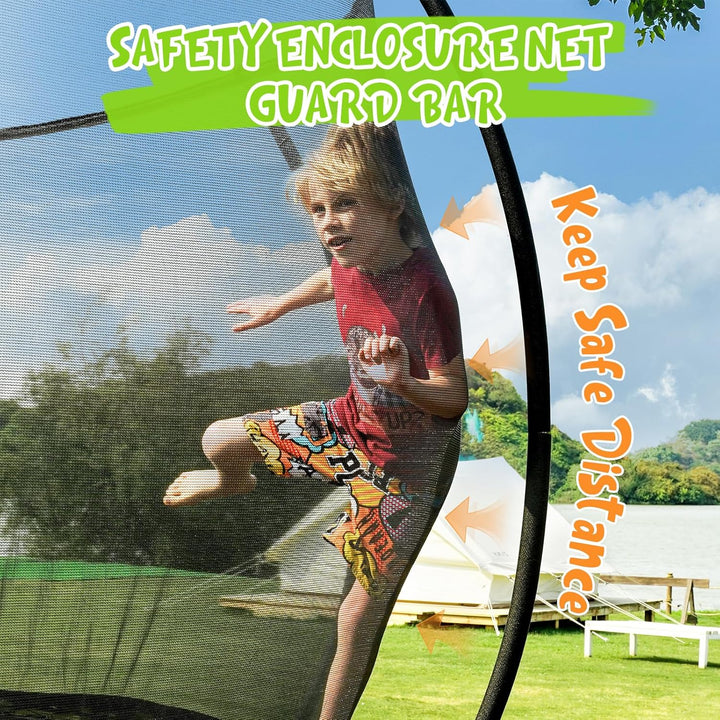 10FT 12FT 14FT Recreational Trampolines with Enclosure Net and Ladder and Anti-Rust Coating, ASTM Approved Trampoline Outdoor for Kids and Adults Outdoor Yard Trampolines