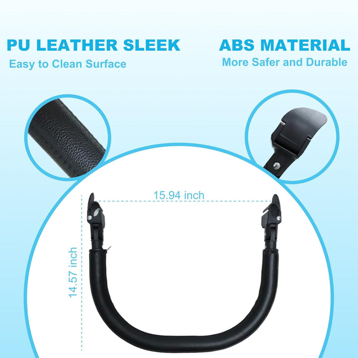 Baby Stroller Bumper Bar – Compatible with YOYO – Foldable without Removing – PU Leather Handle, Armrest & Crossbar