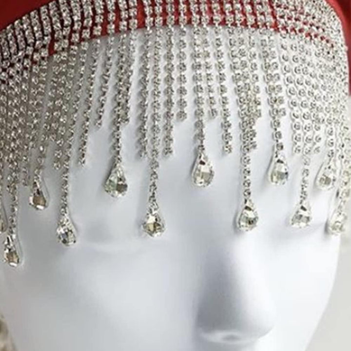 Fashion Luxury Full Rhinestone Tassel Water Drop Wedding Head Chain for Bride Bling Crystal Hair Chain Jewelry Headband