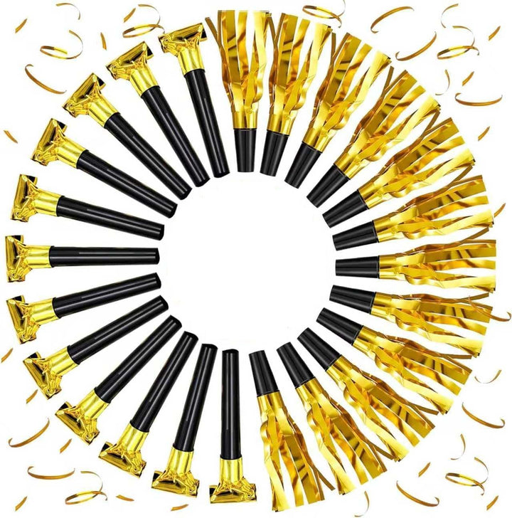 25Pcs Party Blowers,Colourful Noisemakers Party Blowouts Squawkers Fringed Noise Maker,Birthday Noisemakers Birthday Blow Horns Party Whistles