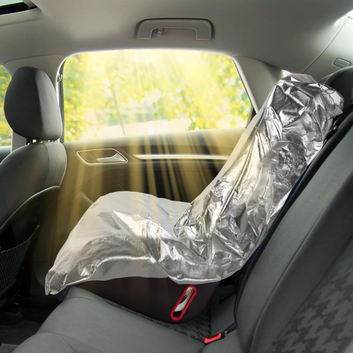2 Pcs Car Seat Sun Shade Cover Car Seat Cooler Toddler Car Seat Cover Heat Protector Reflective Baby Seat Covers Keep Baby Cool and Child Safety for Travel (Elastic Style,Aluminium Film)