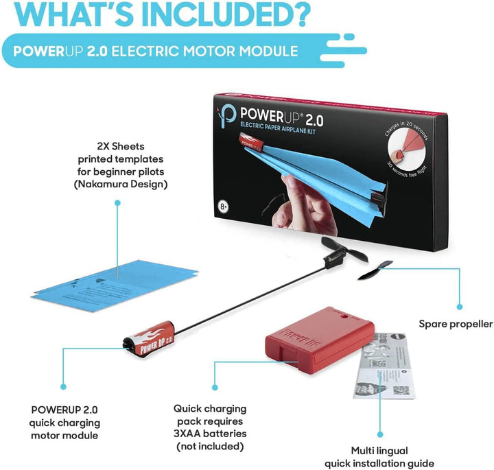 2.0 Paper Airplane Conversion Kit | Electric Motor for DIY Paper Planes | Fly Longer and Farther | Perfect for Kids & Adults | Ready to Use Aeroplane Engine Kits