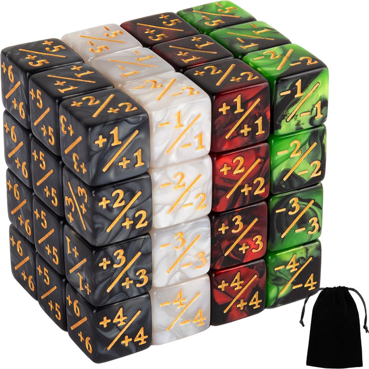 48 PCS Magic the Gathering MTG Counter Dice Marble Bulk Life Counters Tokens Dice Compatible with Magic Card Game Accessories CCG Creature Stats, 4 Colors