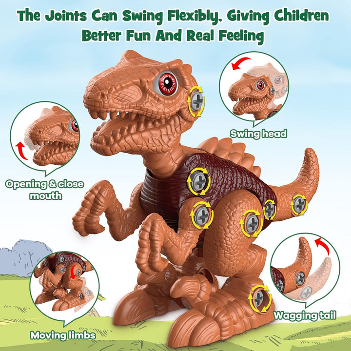 Dinosaur Toys for 3 4 5 6 7 8 Year Old Boys, Take Apart Dinosaur Toys for Kids 3-5 5-7 STEM Construction Building Kids Toy with Electric Drill, Party Christmas Birthday Gifts Boys Girls
