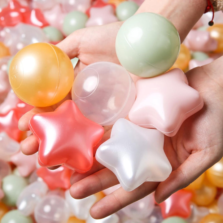 Star Ball Pit Balls 50 100 200 500 for Toddlers - Ball Pit Ball Shapes for Boys Girls Fun, Birthday Party, Christmas Decoration
