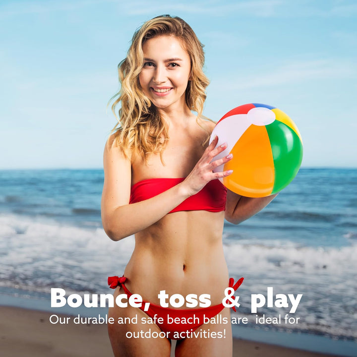 Rainbow Beach Balls(12 Pack), 12'' Inflatable Swimming Pool Toys for Summer Water Games Kids Birthday Party Supplies Combo Set Include Inflatable Beach Balls