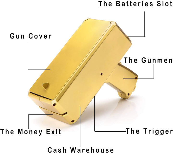 Gold Money Guns Shooter, Super Money Gun Make It Rain Toy Gun, Handheld Spary Cash Gun for Game Movies Party Supplies(Golden)