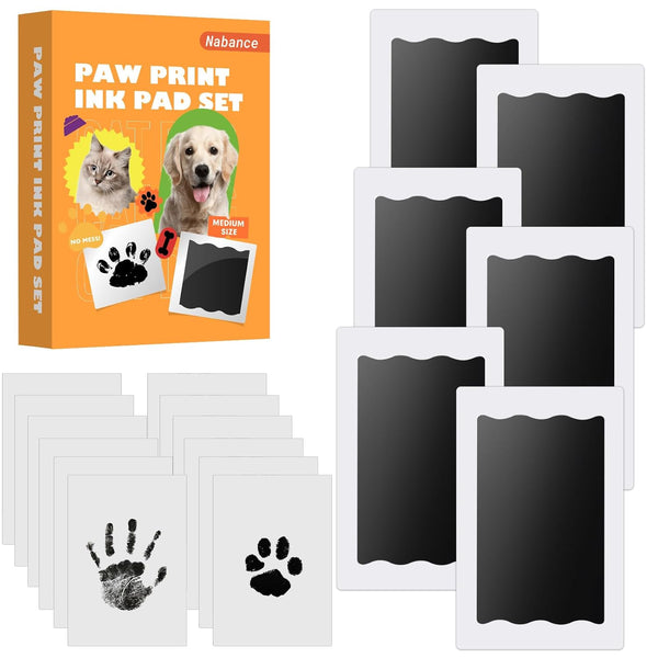 Baby Hand and Footprint Kit, Paw Print Kit for Dog Cats, 6 Inkless Print Pads, 12 Imprint Cards, Nose Print Stamp Pad for Dogs, Clean Touch Baby Footprint Kit, Pet Paw Ink Pad Family Keepsake