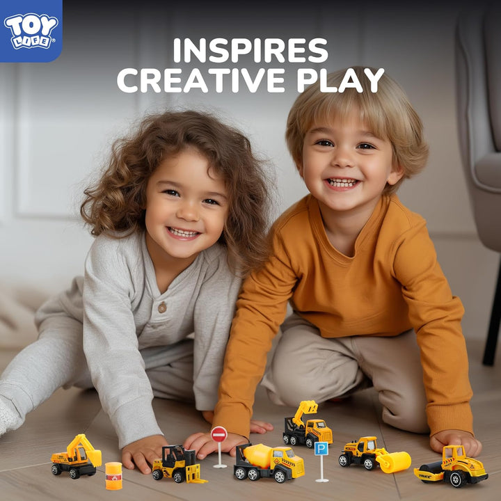 35 PCS Construction Toys, Toy Trucks for Kids Ages 4-8, Small Vehicles Mini Excavator, Cake Topper Decoration, Bulldozer for Boys, Kids Play Set Birthday Gifts