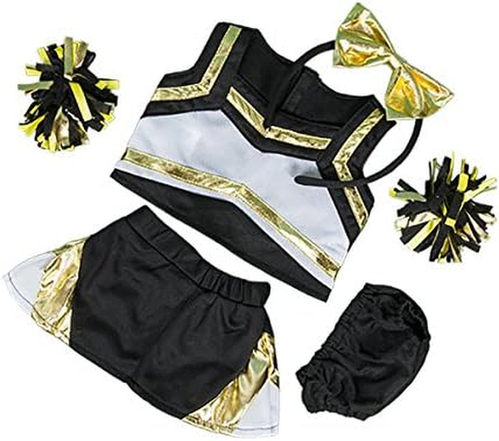 Metallic Gold & Black Cheerleader Teddy Bear Clothes Fits Most 14"-18" Build-A-Bear & Make Your Own Stuffed Animals