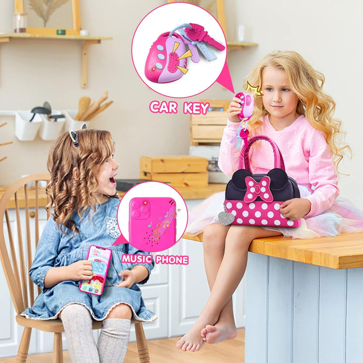 Pretend Play Purse for Little Girls-Toddler Purse Set Pretend Play Makeup Toys for 3 4 5 6 Year Old Kids,Toddler Purse with Accessories,Toy Purse Perfect for Girls Birthday Gifts (MNLSBB 2A)