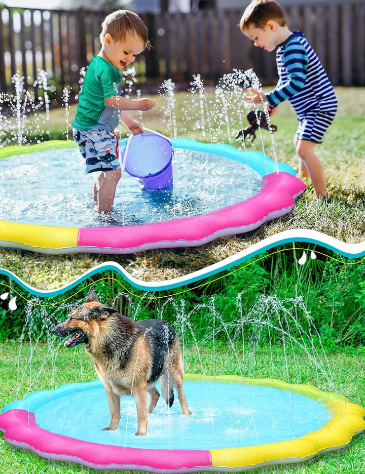 Splash Pad Sprinkler for Kids Splash Play Mat Outdoor Water Toys Inflatable Splash Pad Baby Toddler Pool Boys Girls Children outside Backyard Dog Sprinkler Pool Age 1 2 3 4 5 6 7 8 9 M