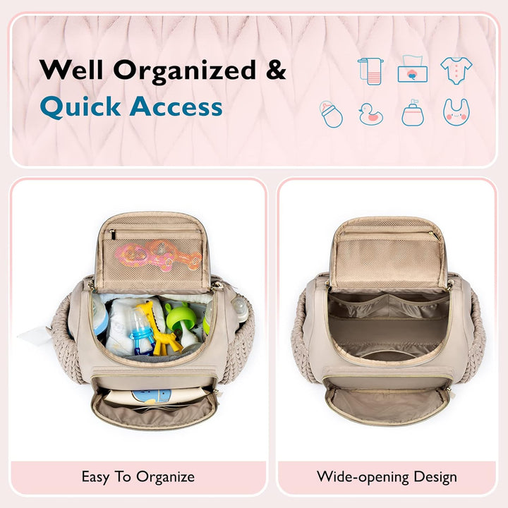 Diaper Bag Small Diaper Backpack Stylish Baby Travel Backpacks with Insulated Pockets, Changing Pad, Stroller Straps