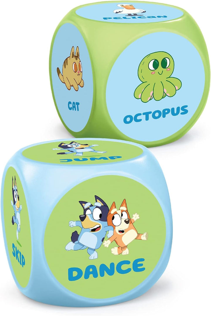 BLUEY Wackadoo Dice Imagination Act Out the Action Game | Family Game Night for All Ages | Creative and Engaging Fun for All Featuring Bluey and Bingo with 36 Unique and Silly Combinations